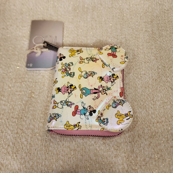 Loungefly Disney 100th AOP Mickey & Friends Iridescent Zip Around Wallet NEW - Picture 6 of 12